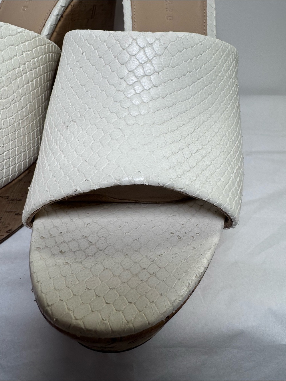 Veronica Beard Dali Python-Embossed Leather & Cork Platform Wedge Mules 10 - Picture 7 of 8